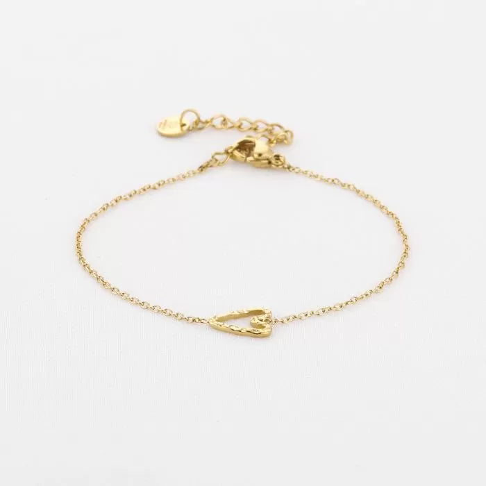 Dwars hartje armband goud