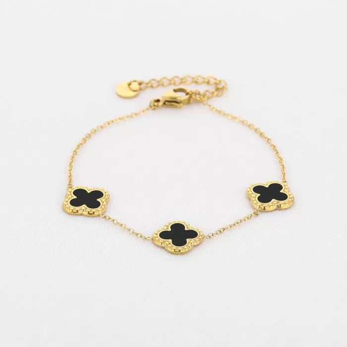 XL klaver armband black/gold