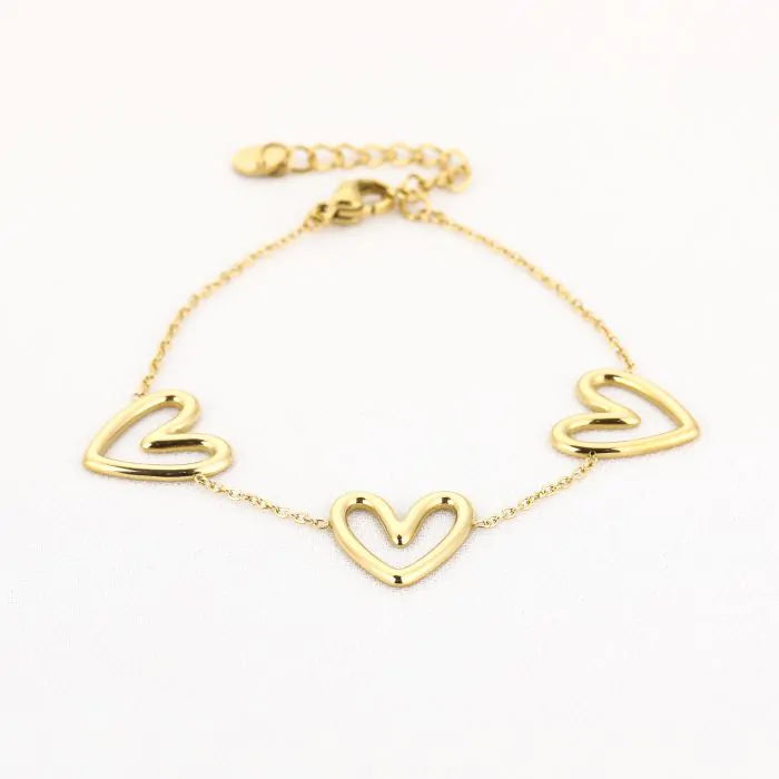 Hartjes armband goud