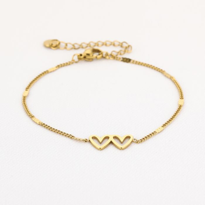 Hartjes armband goud