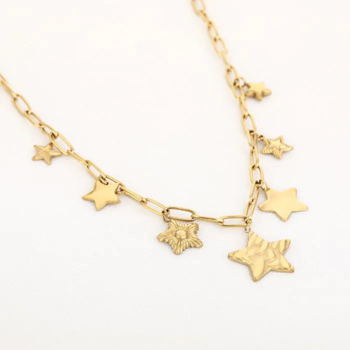 Bedelketting stars gold