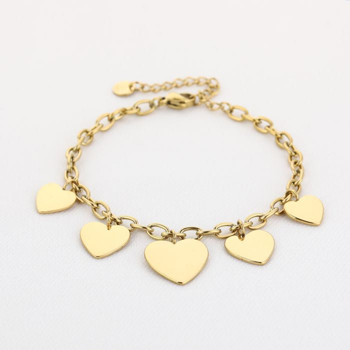 Hartjes bedels armband goud