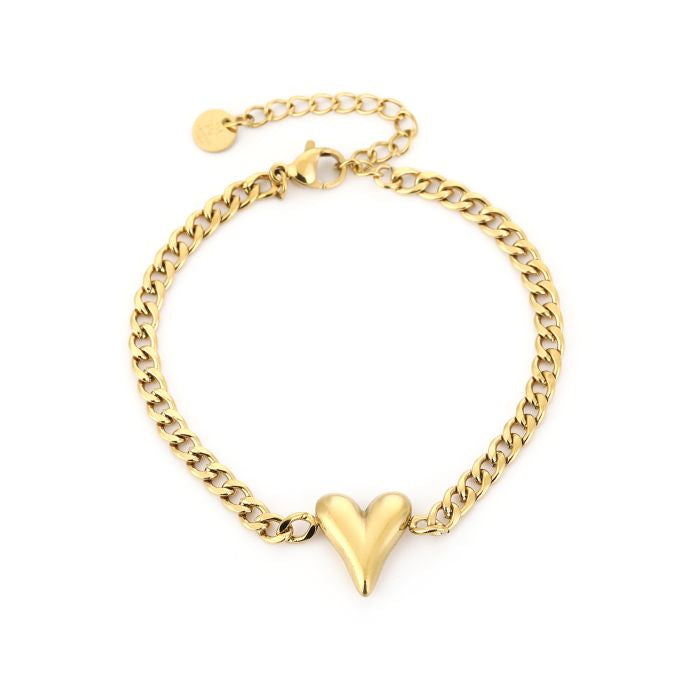 Schakelarmband met hartje goud