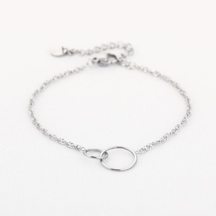 Basic armbandje 2-cirkels zilver/goud
