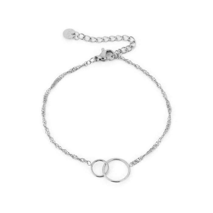 Basic armbandje 2-cirkels zilver/goud