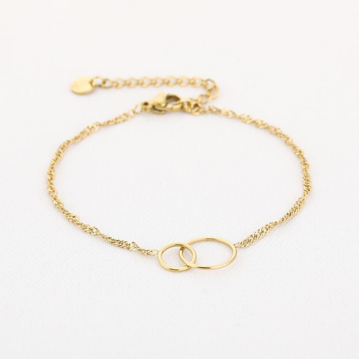Basic armbandje 2-cirkels zilver/goud