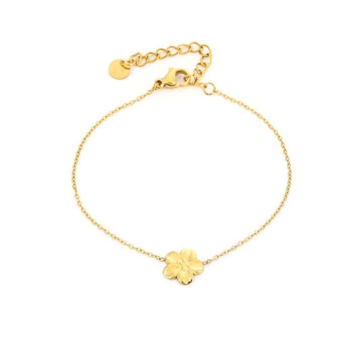 Bloem armbandje goud