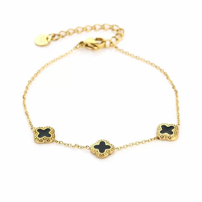 Klaver armband black/gold
