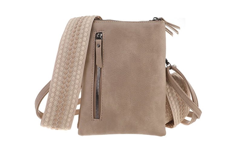 Light taupe telefoon- en schoudertasje Tyler