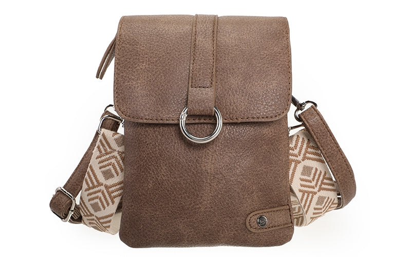 Dark camel telefoon- en schoudertasje Hartford