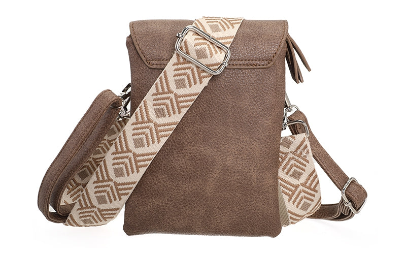 Dark camel telefoon- en schoudertasje Hartford