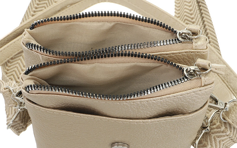 Champagne telefoon- en schoudertasje Keith