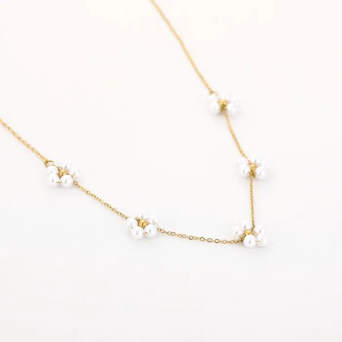 Bloem Parelmoer ketting gold