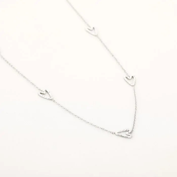 Open hartjes ketting zilver
