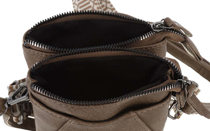 Dark camel crossbody en telefoontasje Horton