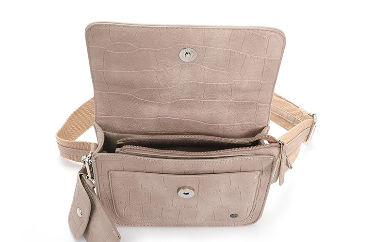 Khaki croco schoudertasje Samos
