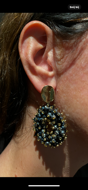 Strass oorbellen Black mix