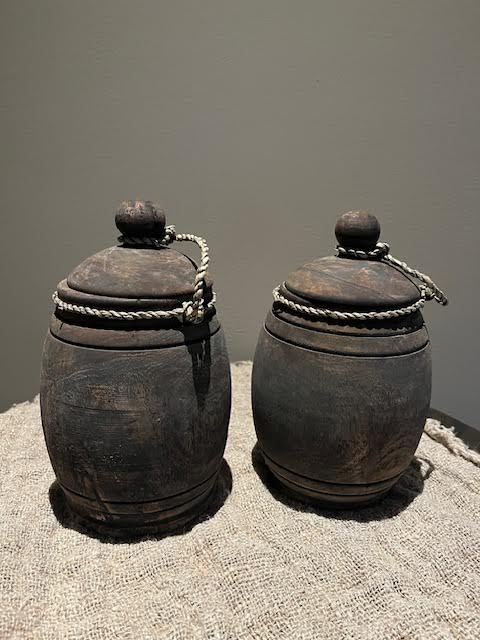 Houten pot bol met touw