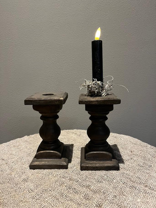 Houten kandelaar vierkant