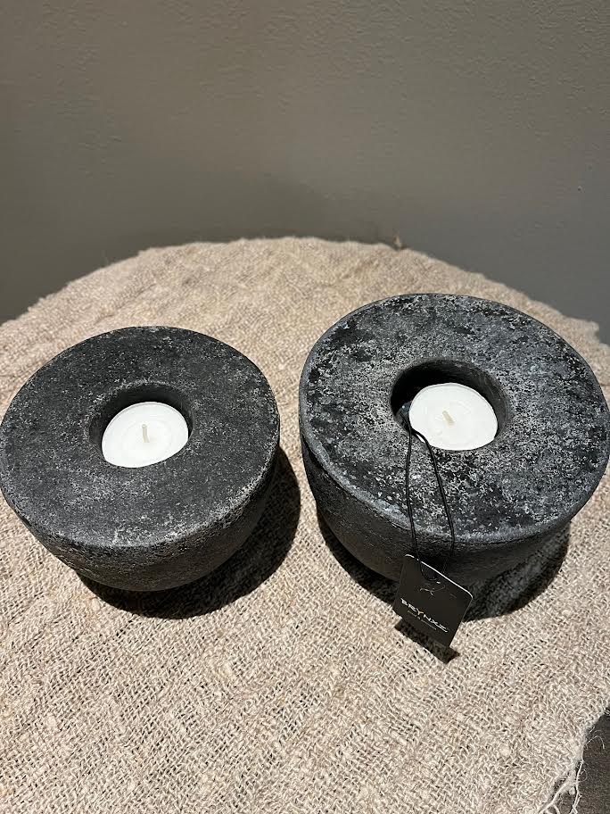 Brynxz Set van 2 Theelichthouders Basic Basalt