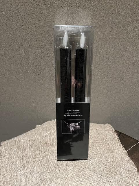Zwarte ledkaarsen 25 cm