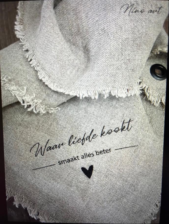 Shabby doek met zeiloog- Waar liefde kookt Smaakt alles beter