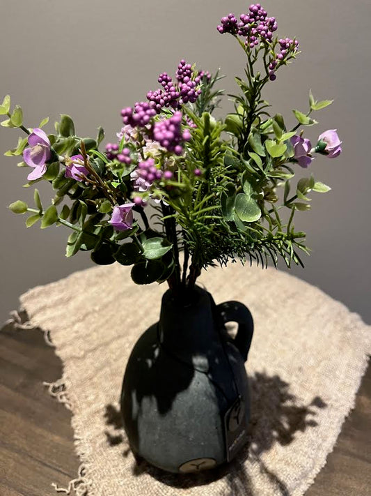 Brynxz vaasje met kunstboeketje Dahlia Pompon paars