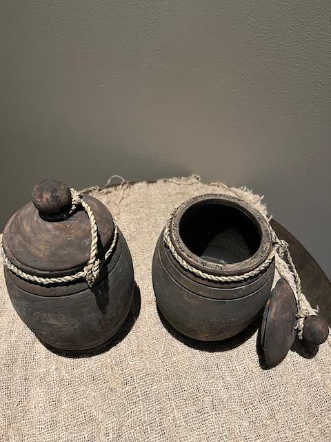 Houten pot bol met touw