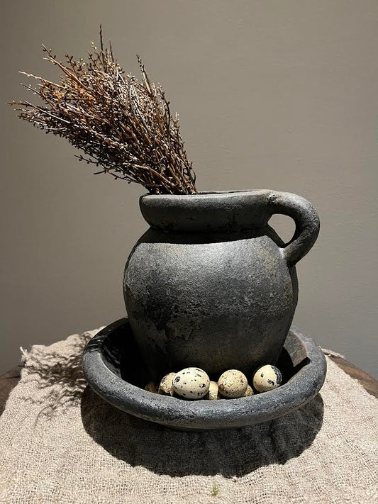 Stenen Kruik met Stenen Schaal