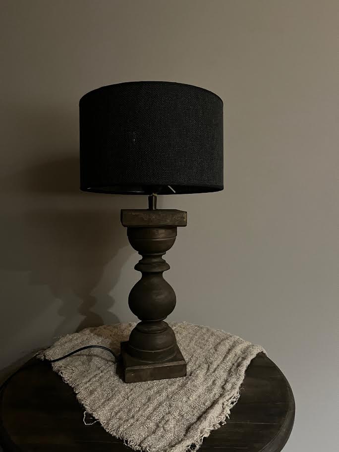 Houten voet met stoffen kap zwart groot