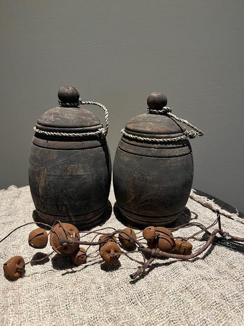 Houten pot bol met touw