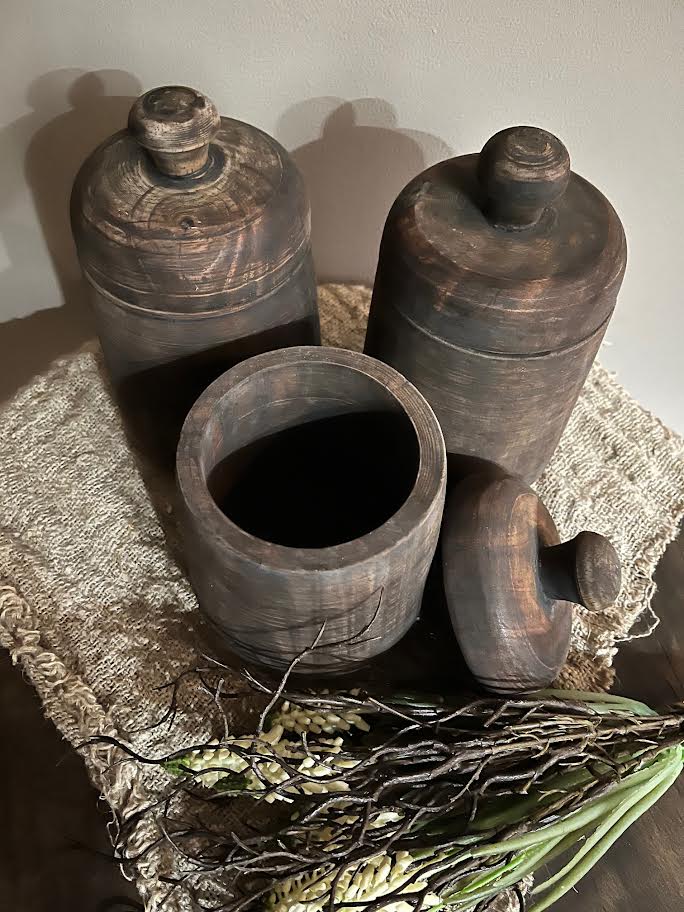 Houten pot M met deksel