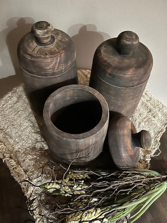 Houten pot M met deksel