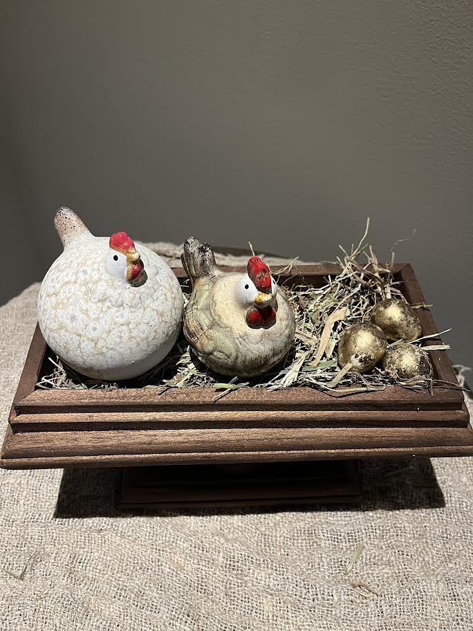 Rechthoek plateau met 2 kippetjes