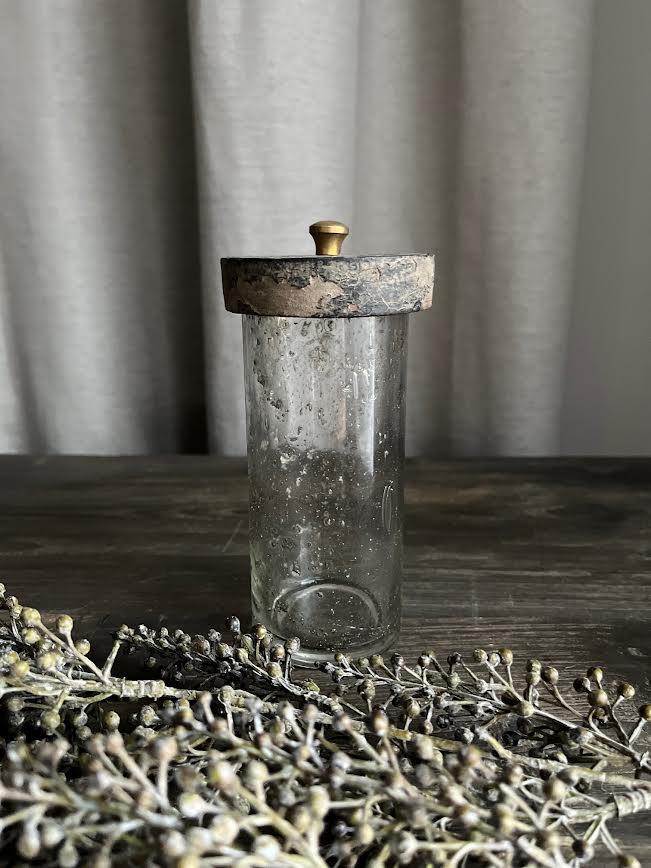 Glazen voorraad potten met houten deksel