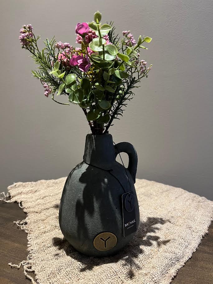 Brynxz vaasje met kunstboeketje Dahlia Pompon rose