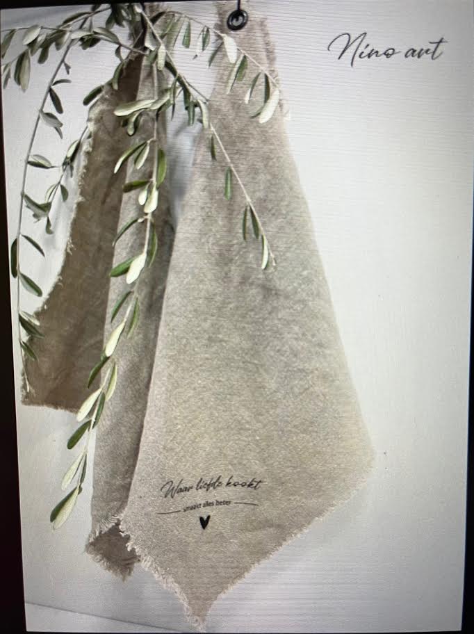 Shabby doek met zeiloog- Waar liefde kookt Smaakt alles beter