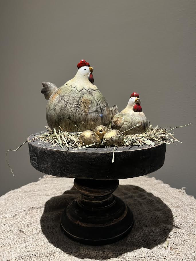 Plateau met grote en kleine kip