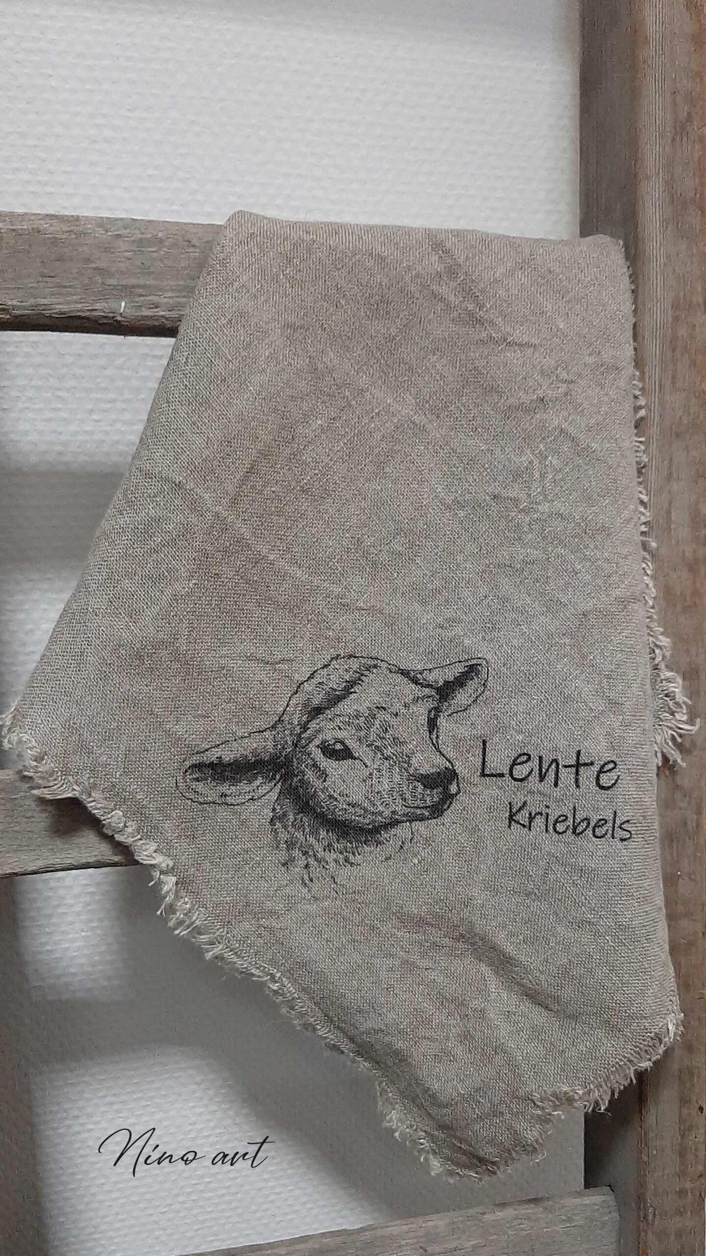 Shabby doek Lammetje Lente kriebels