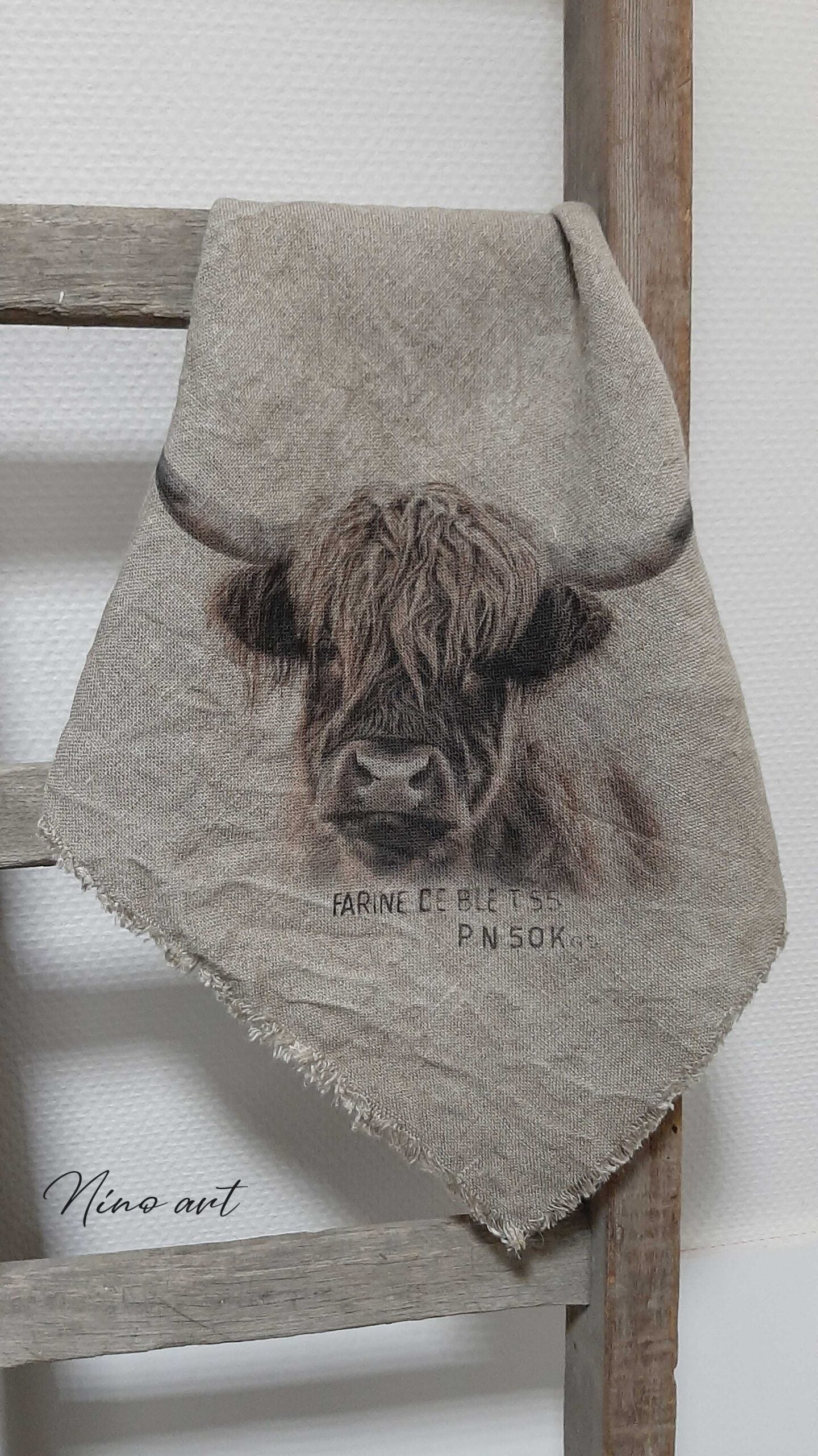 Shabby doek hooglander donker