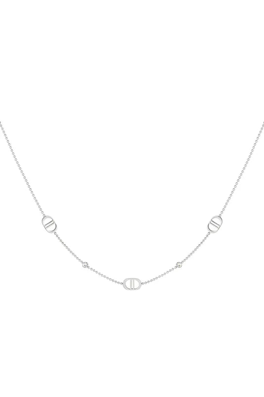 Double DD Stone ketting zilver