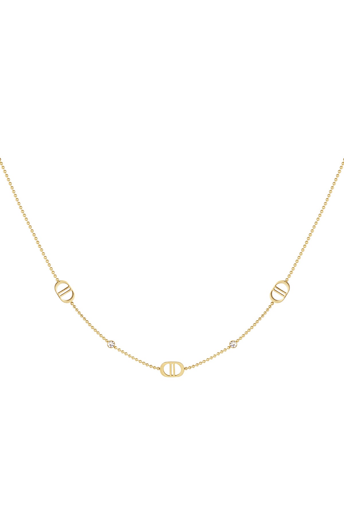 Double DD Stone ketting goud