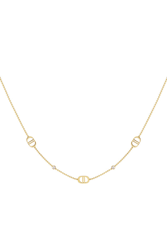 Double DD Stone ketting goud