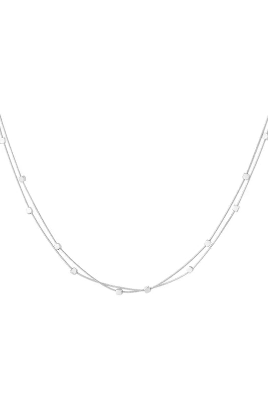 Double blocks ketting zilver