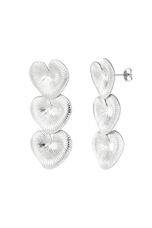 Triple love big oorbellen zilver