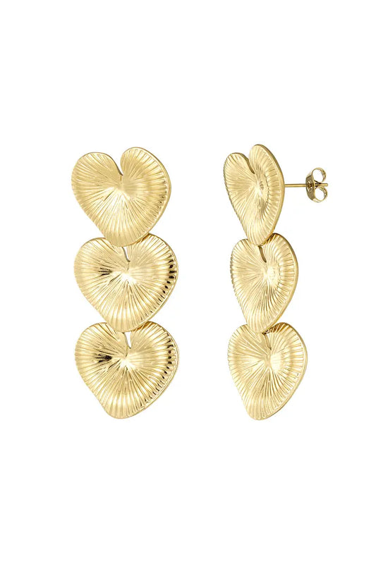 Triple love big oorbellen goud