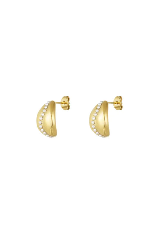 Stone Pearl oorbellen goud