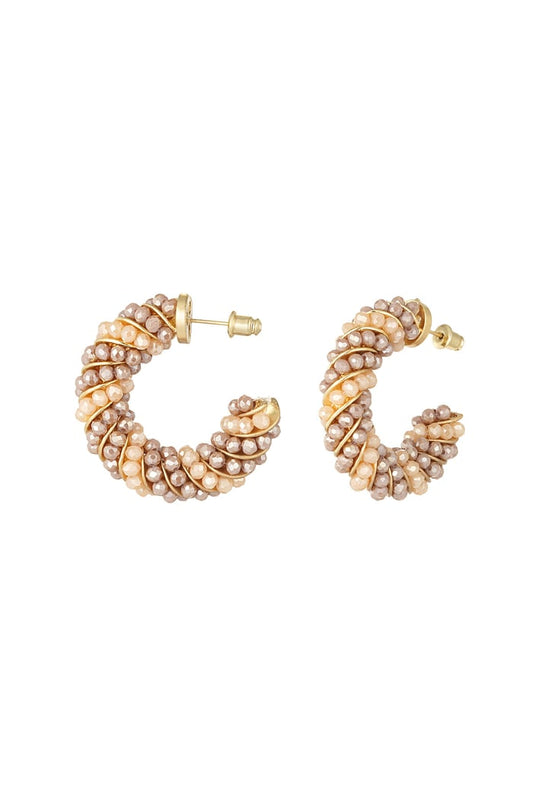 Twisted Grace Oorbellen Beige
