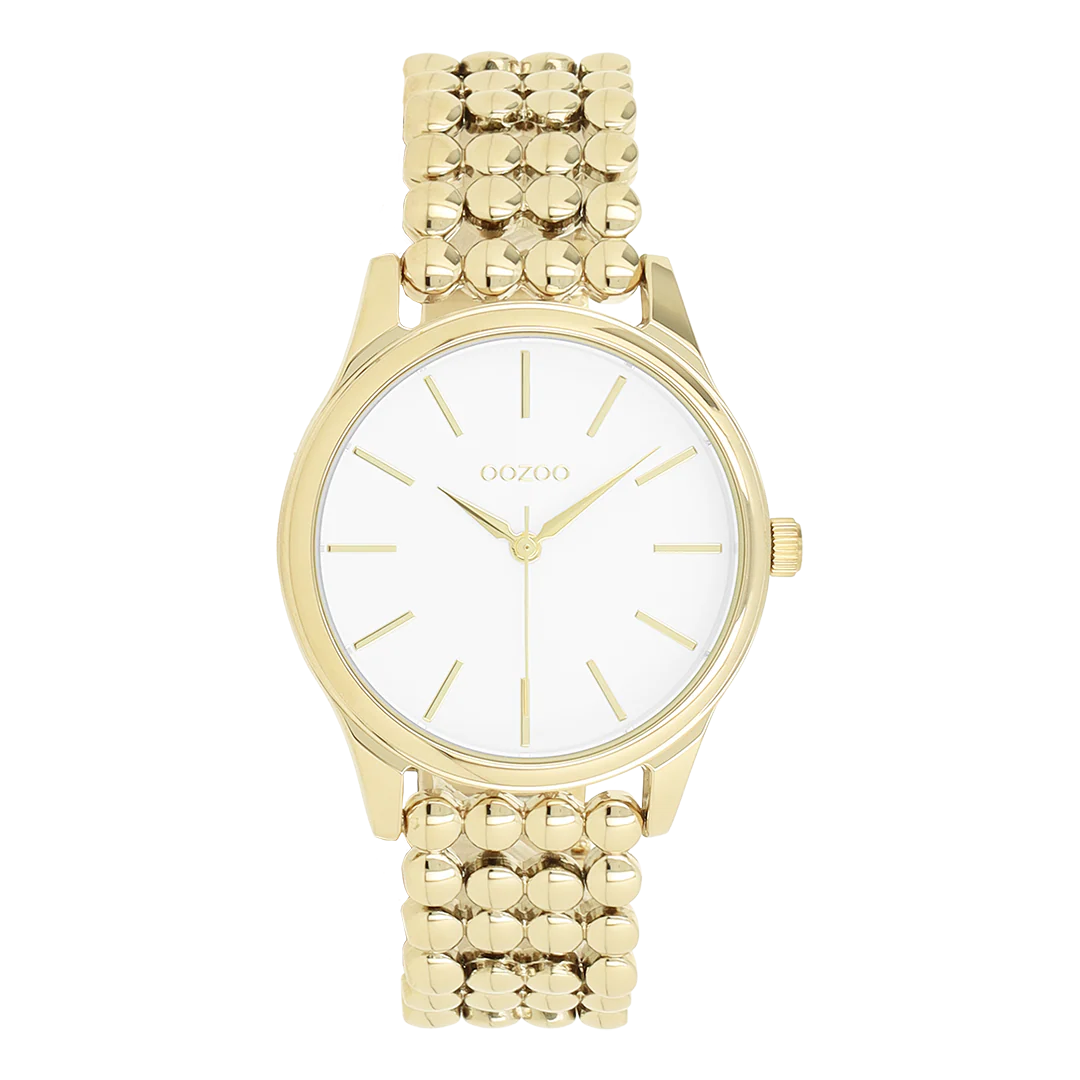Goudkleurige OOZOO horloge met bolletjes schakelarmband - C11671