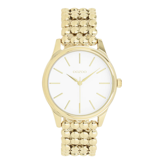 Goudkleurige OOZOO horloge met bolletjes schakelarmband - C11671